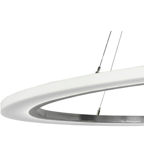 Meyda Lighting Anillo 60" LED Extreme Chrome Pendant Light With White Contrail Mist Idalight Shade