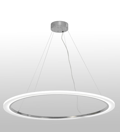 Meyda Lighting Anillo 60" LED Extreme Chrome Pendant Light With White Contrail Mist Idalight Shade