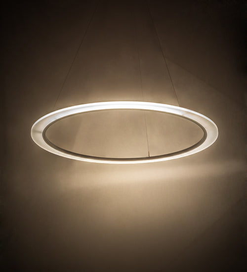Meyda Lighting Anillo 60" LED Nickel Pendant Light With Frosted Clear Contrail Mist Idalight Shade Glass