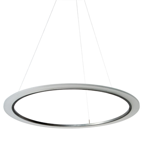 Meyda Lighting Anillo 60" LED Nickel Pendant Light With Frosted Clear Contrail Mist Idalight Shade Glass