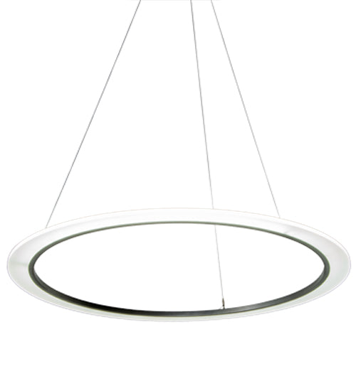 Meyda Lighting Anillo 60" LED Nickel Pendant Light With Frosted Clear Contrail Mist Idalight Shade Glass