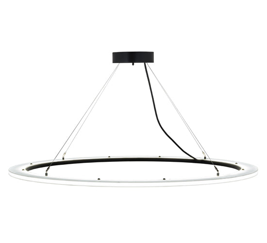 Meyda Lighting Anillo 60" LED Solar Black Pendant Light With White Contrail Mist Idalight Shade