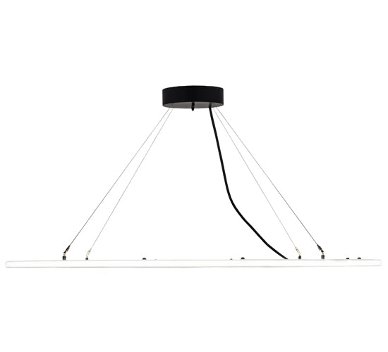 Meyda Lighting Anillo 60" LED Solar Black Pendant Light With White Contrail Mist Idalight Shade
