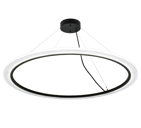 Meyda Lighting Anillo 60" LED Solar Black Pendant Light With White Contrail Mist Idalight Shade