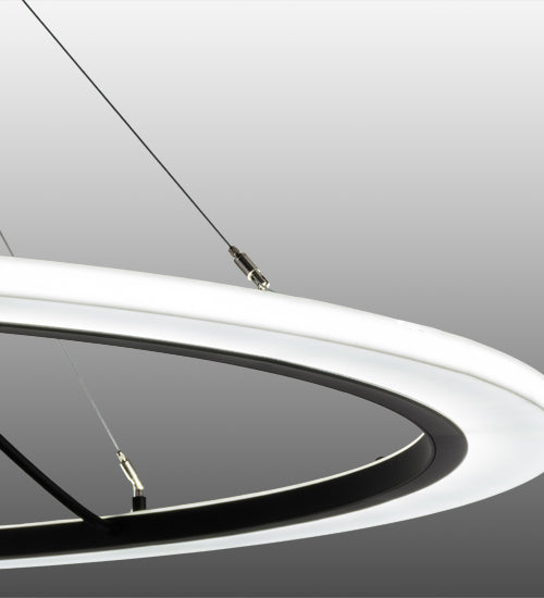 Meyda Lighting Anillo 60" LED Solar Black Pendant Light With White Contrail Mist Idalight Shade