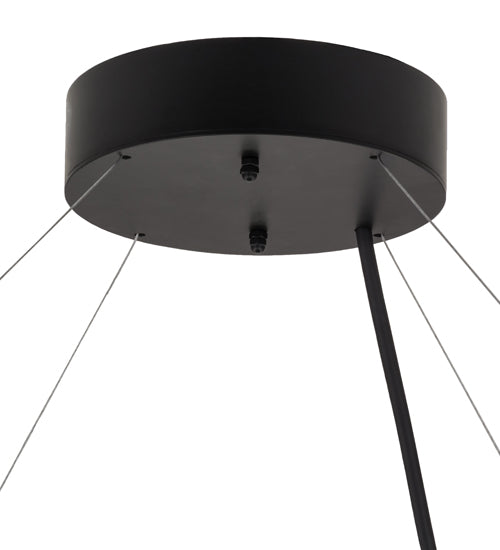 Meyda Lighting Anillo 60" LED Solar Black Pendant Light With White Contrail Mist Idalight Shade