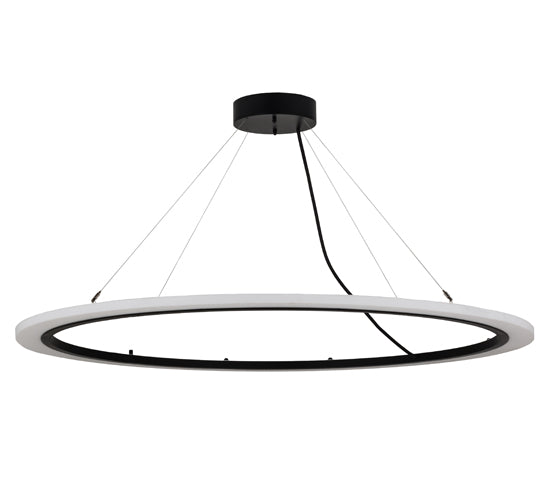 Meyda Lighting Anillo 60" LED Solar Black Pendant Light With White Contrail Mist Idalight Shade