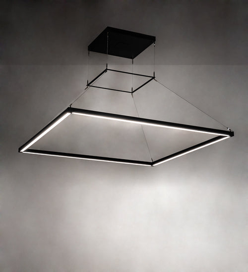 Meyda Lighting Anillo 60"Sq Flat Black Quadrato Pendant Light With White Statuario Idalight Shade