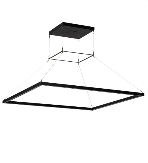 Meyda Lighting Anillo 60"Sq Flat Black Quadrato Pendant Light With White Statuario Idalight Shade