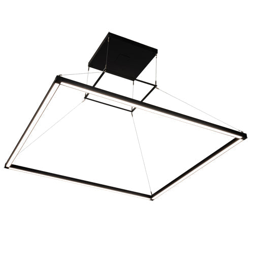 Meyda Lighting Anillo 60"Sq Flat Black Quadrato Pendant Light With White Statuario Idalight Shade