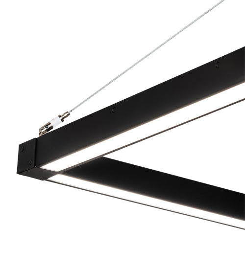 Meyda Lighting Anillo 60"Sq Flat Black Quadrato Pendant Light With White Statuario Idalight Shade
