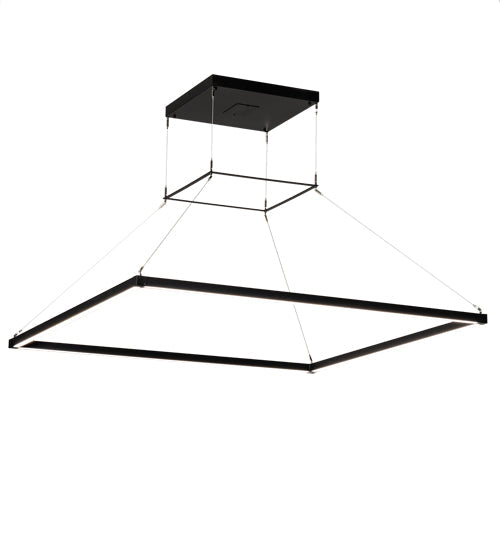 Meyda Lighting Anillo 60"Sq Flat Black Quadrato Pendant Light With White Statuario Idalight Shade