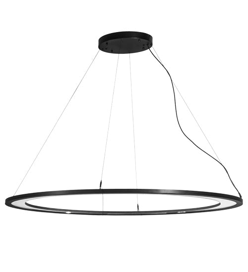 Meyda Lighting Anillo 61" LED Solar Black Ellipse Island Pendant Light With Crystal Idalight Shade