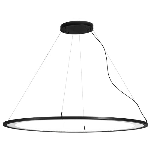 Meyda Lighting Anillo 61" LED Solar Black Ellipse Island Pendant Light With Crystal Idalight Shade