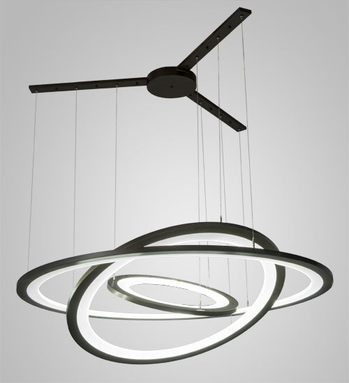 Meyda Lighting Anillo 63" 3-Ring LED Bronze Cascading Pendant Light With Frosted Clear Contrail Mist Idalight Shade