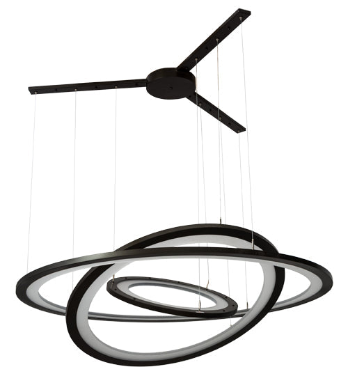 Meyda Lighting Anillo 63" 3-Ring LED Bronze Cascading Pendant Light With Frosted Clear Contrail Mist Idalight Shade