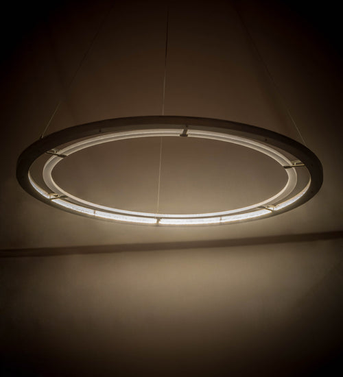 Meyda Lighting Anillo 63" LED Aged Steel Pendant Light With Frosted Clear Crystal Idalight Shade