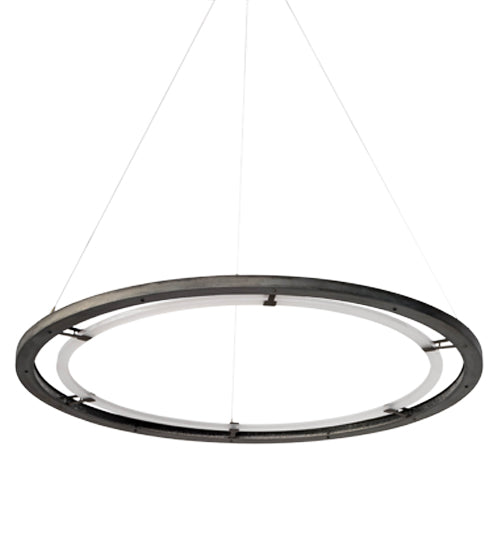 Meyda Lighting Anillo 63" LED Aged Steel Pendant Light With Frosted Clear Crystal Idalight Shade
