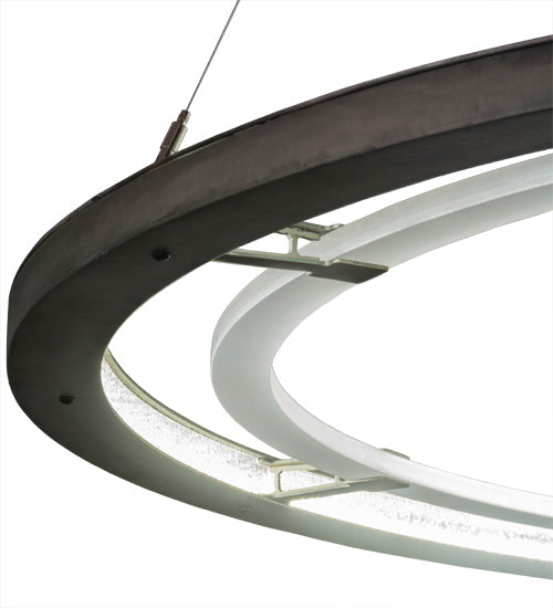 Meyda Lighting Anillo 63" LED Aged Steel Pendant Light With Frosted Clear Crystal Idalight Shade