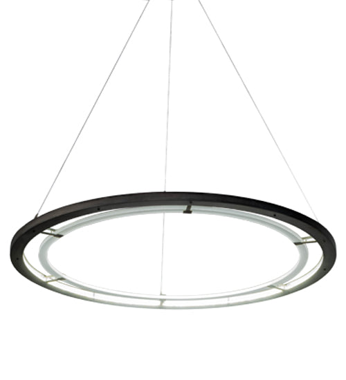 Meyda Lighting Anillo 63" LED Aged Steel Pendant Light With Frosted Clear Crystal Idalight Shade