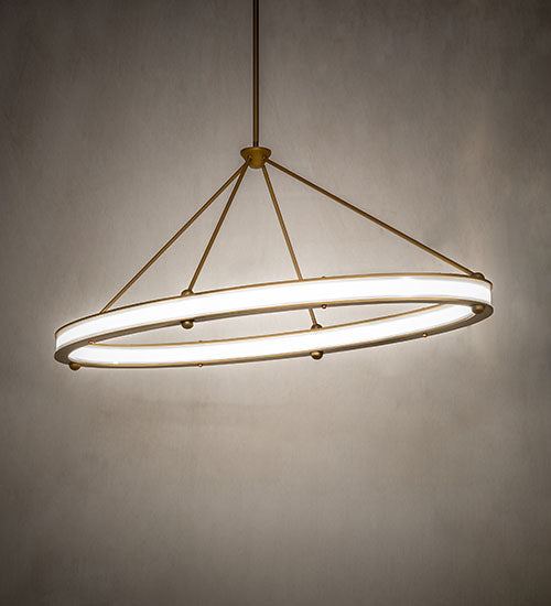 Meyda Lighting Anillo 64" LED Gold Matte Gemini Island Pendant Light With White Statuario Idalight Shade