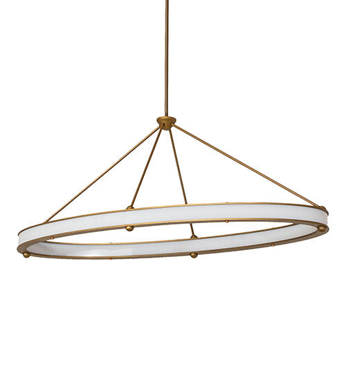 Meyda Lighting Anillo 64" LED Gold Matte Gemini Island Pendant Light With White Statuario Idalight Shade