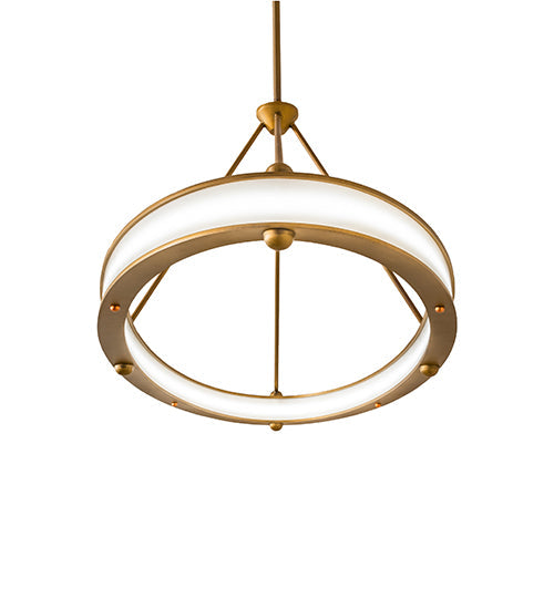 Meyda Lighting Anillo 64" LED Gold Matte Gemini Island Pendant Light With White Statuario Idalight Shade