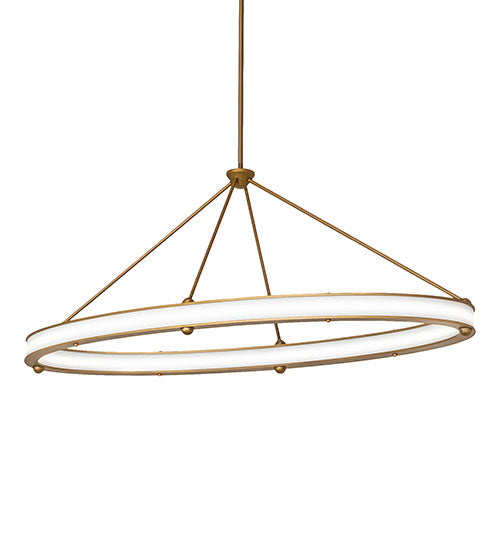 Meyda Lighting Anillo 64" LED Gold Matte Gemini Island Pendant Light With White Statuario Idalight Shade