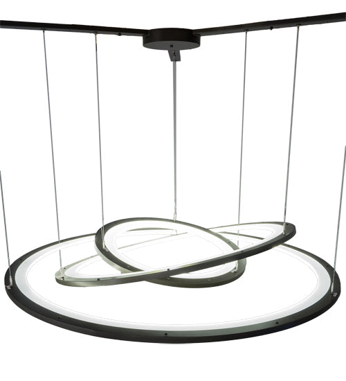 Meyda Lighting Anillo 69" 3-Ring LED Bronze Cascading Pendant Light With Frosted Clear Contrail Mist Idalight Shade