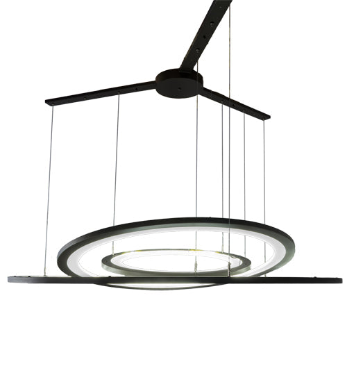 Meyda Lighting Anillo 69" 3-Ring LED Bronze Cascading Pendant Light With Frosted Clear Contrail Mist Idalight Shade