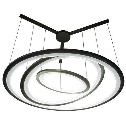 Meyda Lighting Anillo 69" 3-Ring LED Bronze Cascading Pendant Light With Frosted Clear Contrail Mist Idalight Shade