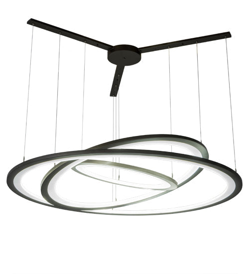 Meyda Lighting Anillo 69" 3-Ring LED Bronze Cascading Pendant Light With Frosted Clear Contrail Mist Idalight Shade