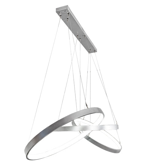 Meyda Lighting Anillo 72" 3-Ring LED Pewter Cascading Pendant Light With White Statuario Idalight Shade