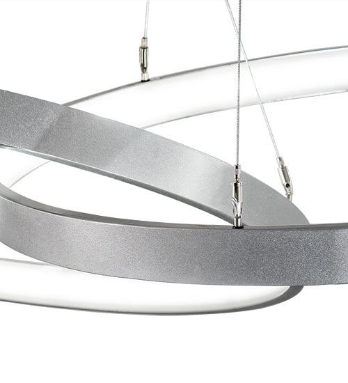 Meyda Lighting Anillo 72" 3-Ring LED Pewter Cascading Pendant Light With White Statuario Idalight Shade