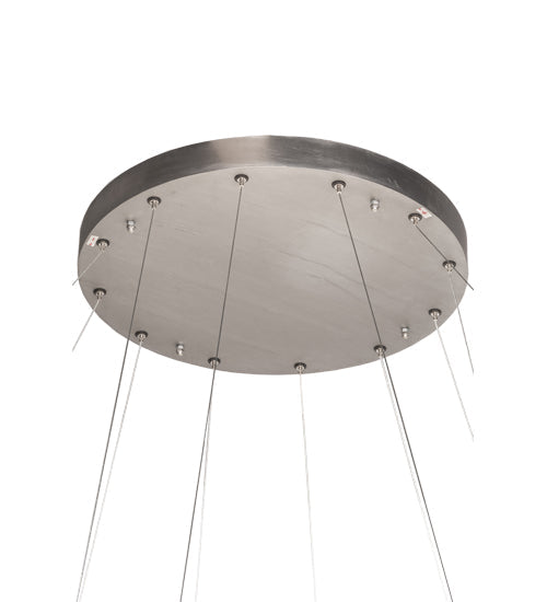 Meyda Lighting Anillo 72" 4-Ring LED Matte Clear Steel Cascading Pendant Light With White Statuario Idalight Shade