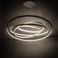 Meyda Lighting Anillo 72" 4-Ring LED Matte Clear Steel Cascading Pendant Light With White Statuario Idalight Shade