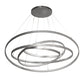 Meyda Lighting Anillo 72" 4-Ring LED Matte Clear Steel Cascading Pendant Light With White Statuario Idalight Shade
