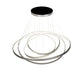 Meyda Lighting Anillo 72" 4-Ring LED Matte Clear Steel Cascading Pendant Light With White Statuario Idalight Shade