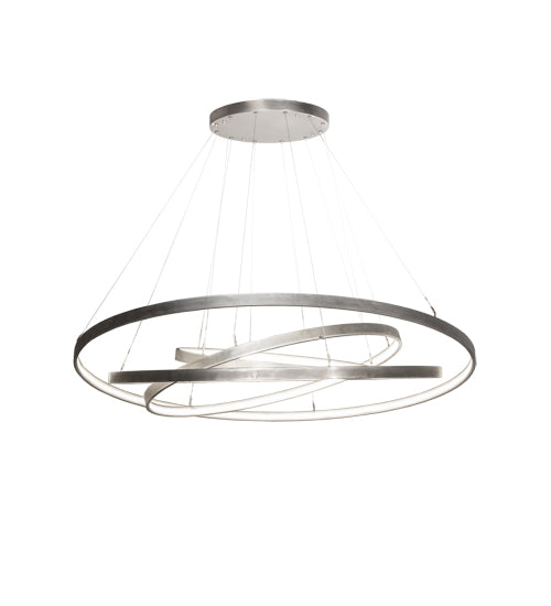 Meyda Lighting Anillo 72" 4-Ring LED Matte Clear Steel Cascading Pendant Light With White Statuario Idalight Shade