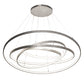 Meyda Lighting Anillo 72" 4-Ring LED Matte Clear Steel Cascading Pendant Light With White Statuario Idalight Shade