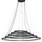 Meyda Lighting Anillo 72" 5-Ring LED Solar Black Ellipse Cascading Pendant Light With Crystal & Contrail Mist Idalight Shade Glass