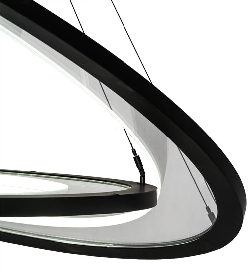 Meyda Lighting Anillo 72" 5-Ring LED Solar Black Ellipse Cascading Pendant Light With Crystal & Contrail Mist Idalight Shade Glass