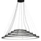 Meyda Lighting Anillo 72" 5-Ring LED Solar Black Ellipse Cascading Pendant Light With Crystal & Contrail Mist Idalight Shade Glass