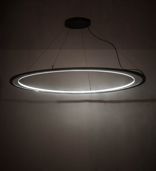 Meyda Lighting Anillo 73" Solar Black Ellipse Island Pendant Light With Crystal Idalight Shade