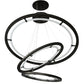 Meyda Lighting Anillo 75" 3-Ring Industrial Steel Cascading Pendant Light With Frosted Clear Crystal Idalight Shade Glass