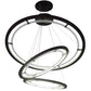Meyda Lighting Anillo 75" 3-Ring Industrial Steel Cascading Pendant Light With Frosted Clear Crystal Idalight Shade Glass