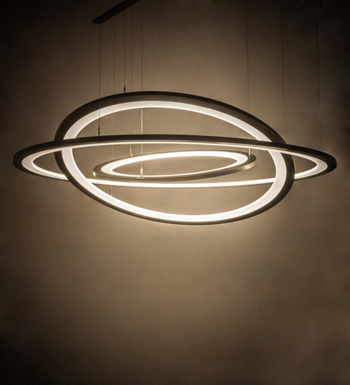 Meyda Lighting Anillo 75" 3-Ring LED Bronze Cascading Pendant Light With Frosted Clear Contrail Mist Idalight Shade
