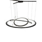 Meyda Lighting Anillo 75" 3-Ring LED Bronze Cascading Pendant Light With Frosted Clear Contrail Mist Idalight Shade