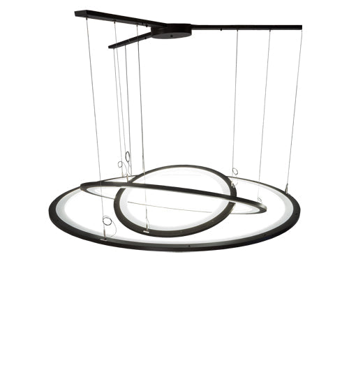 Meyda Lighting Anillo 75" 3-Ring LED Bronze Cascading Pendant Light With Frosted Clear Contrail Mist Idalight Shade