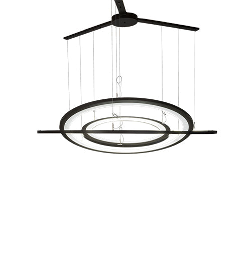 Meyda Lighting Anillo 75" 3-Ring LED Bronze Cascading Pendant Light With Frosted Clear Contrail Mist Idalight Shade